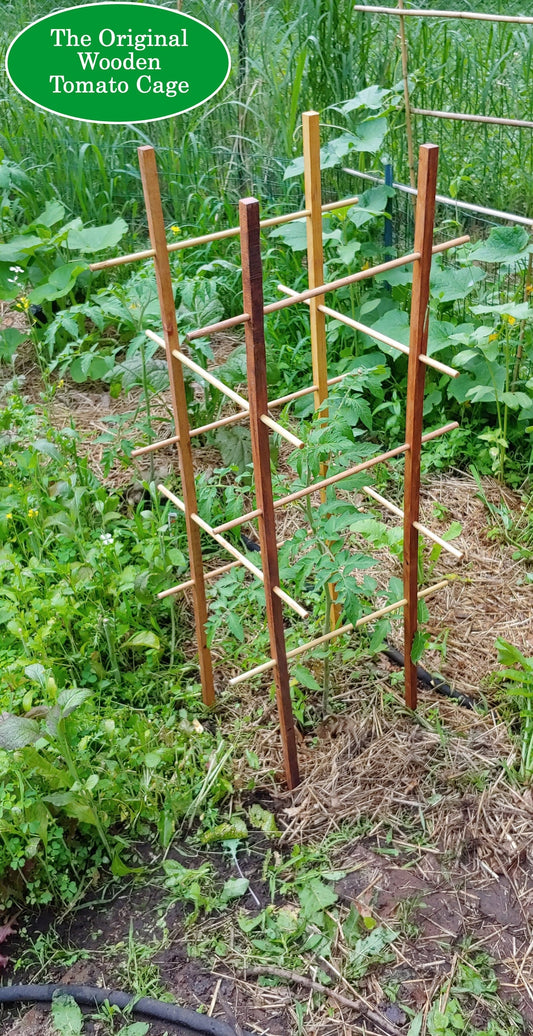 Hardwood Tomato Cage, Sturdy, Elegant, Easy Assembly & Storage